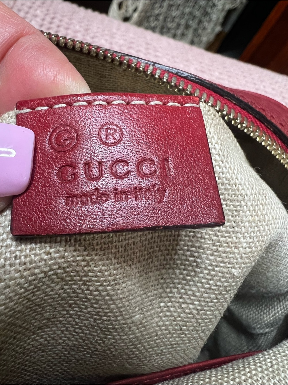 GUCCI Red Leather Microguccissima Bree Crossbody Bag - Picture 11 of 17